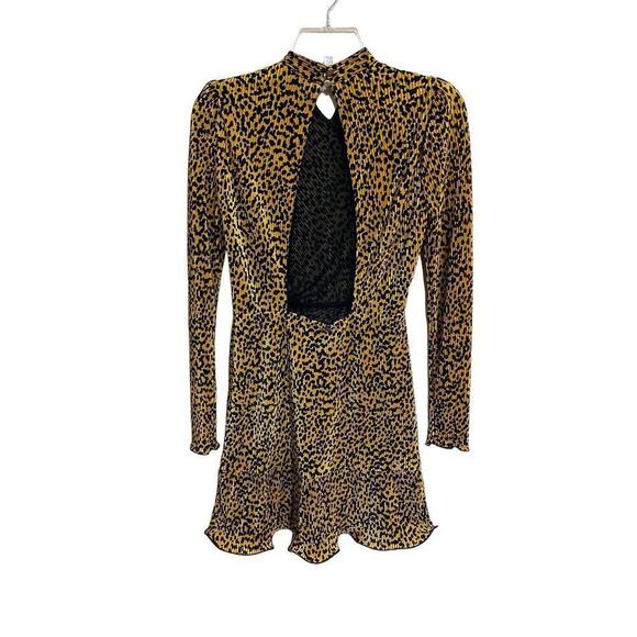 Revolve / Saylor Tovah Pleated Leopard Plissé Open Back Mini Dress - Small - Picture 5 of 11